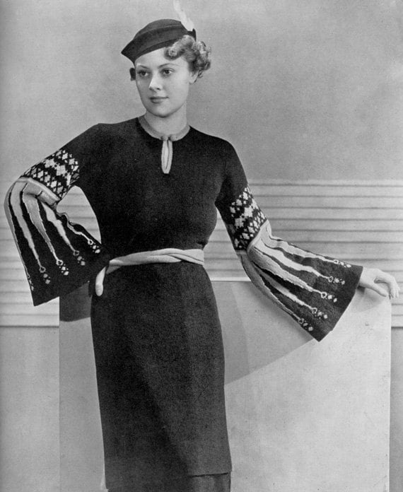 Vintage 1930s Peasant Tunic Dress Knitting Pattern - PDF eBook
