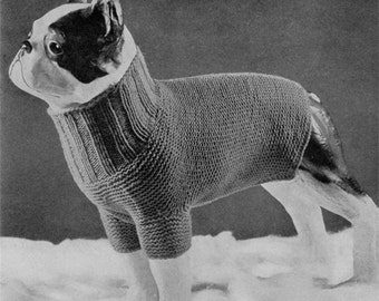 Vintage Turtleneck Dog Sweater - Knitting Pattern - 1930s - PDF eBook