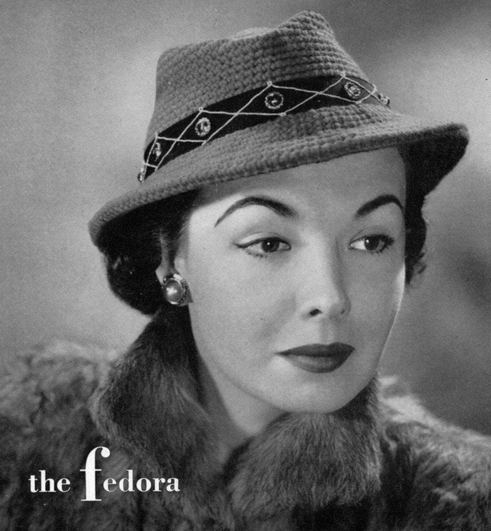 The Fedora, Vintage Crochet Hat Pattern - circa 1940 - PDF eBook