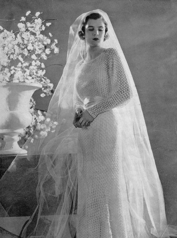 Marina Velveen Bridal Dress - Vintage Wedding Gown Knitting Pattern - 1930s  PDF Ebook - Etsy