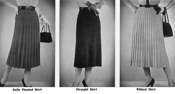 1950s Vintage Knit Skirt Patterns Three Styles 7 Sizes Etsy