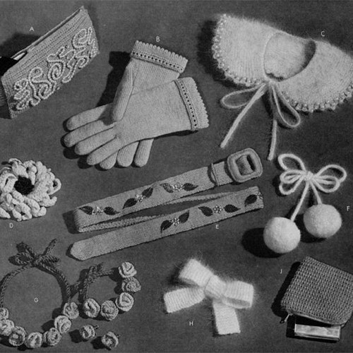 9 Vintage Accessory Patterns Knitted Crocheted Bag Gloves Etsy