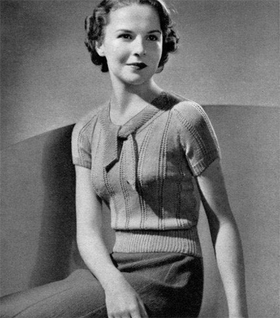Vista Vintage 1930s Sweater Blouse Knitting Pattern PDF e Book plus BONUS