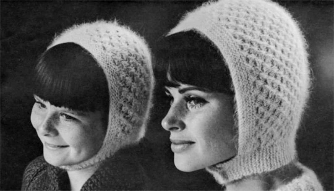 Angora Bonnets - Vintage 60s Hat Pattern - Vintage Knitting