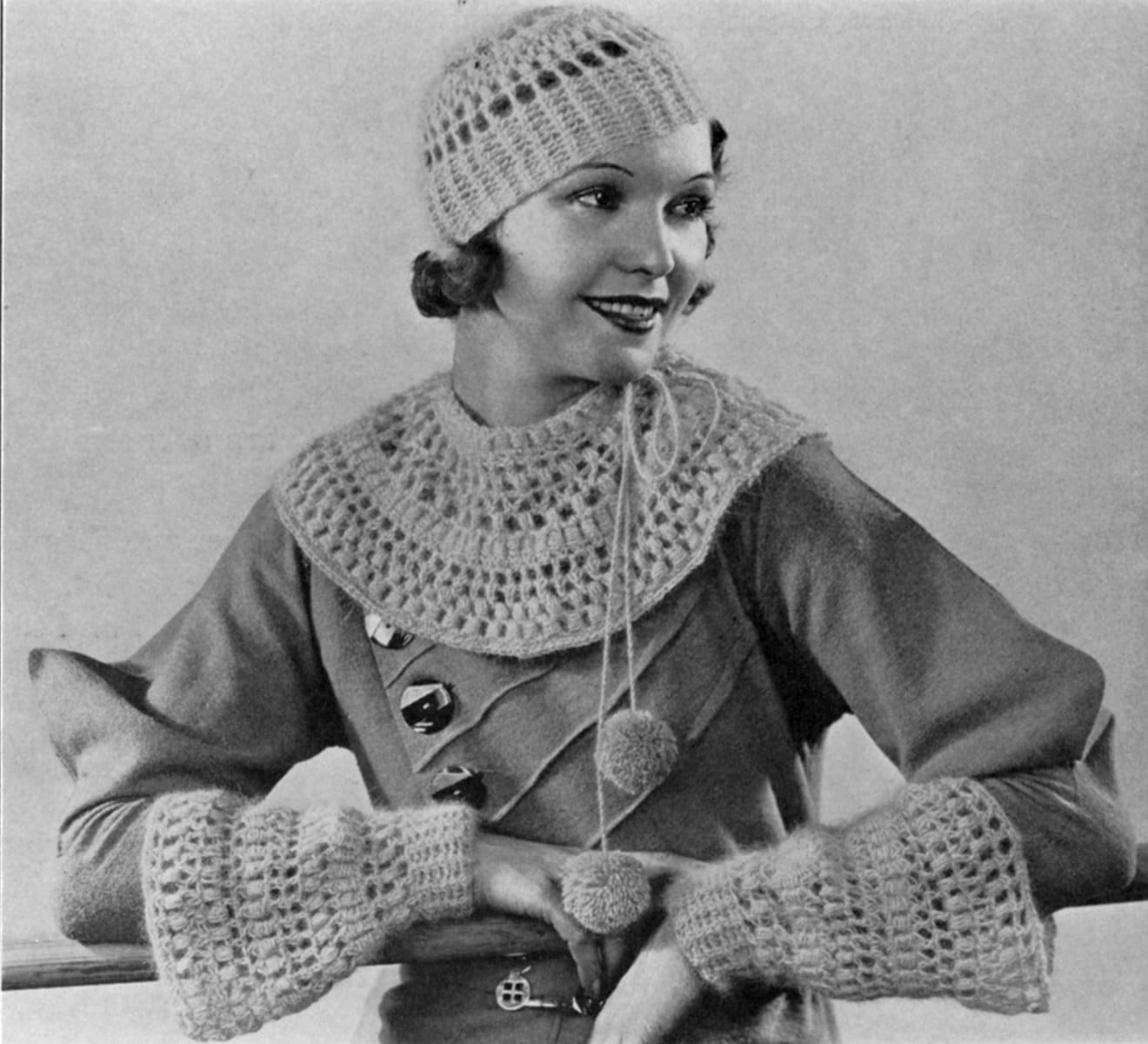 30 Best 1930s Style Crochet Patterns for Vintage-Inspired Makes 25 1930s Hat, Cape, Collar, and Gauntlet Cuff Set Crochet Pattern