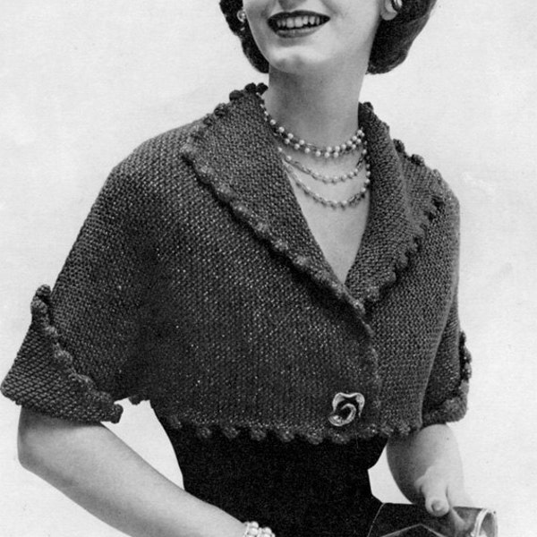 1950s Bolero Jacket, Vintage Knitting Pattern - Digital PDF E-Book