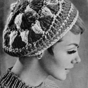 Vintage Crocheted Beret - 1960s Hat Pattern - Vintage Knitting - PDF eBook
