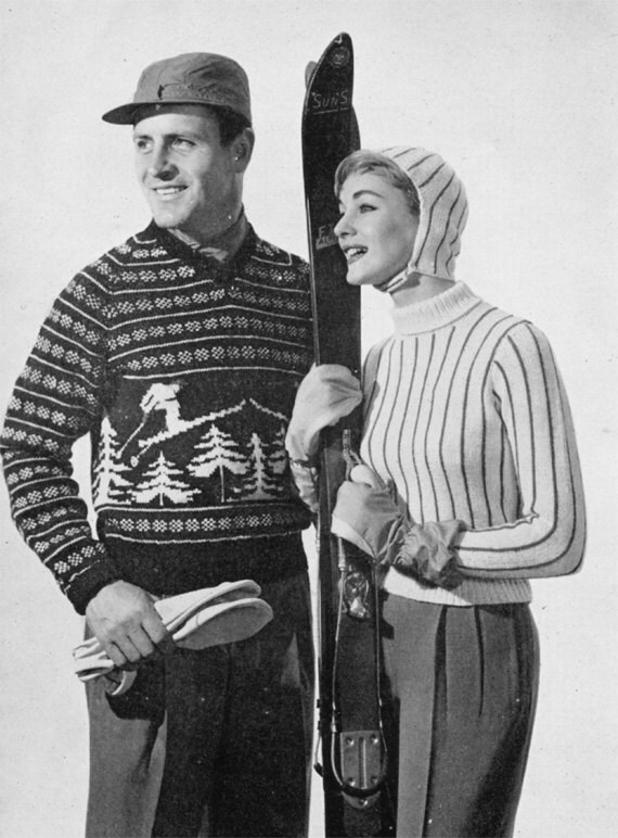 His & Hers Vintage 50s Ski Sweaters Vintage Knitting Pattern - Etsy