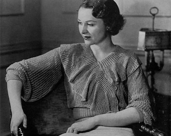 Columbia Frou Frou Blouse - Vintage 1930s Knitting Pattern - PDF eBook