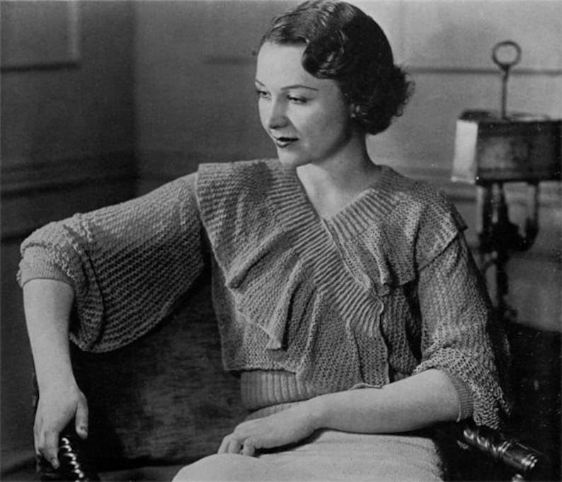 Columbia Frou Frou Blouse Vintage 1930s Knitting Pattern PDF eBook image 1