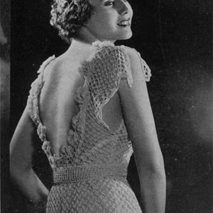 Columbia Peggy Tucker Evening Gown - Vintage 1930s Crochet Pattern - PDF eBook