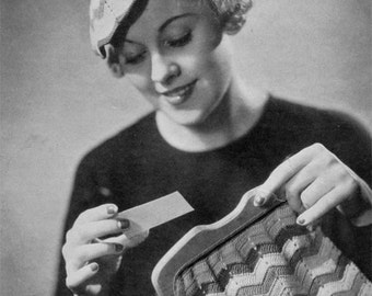 Multi-Colored Ensemble - 1930s Hat, Bag, Collar, Cuffs, Belt - Vintage Crochet Patterns - PDF eBook