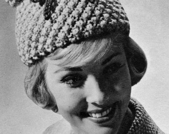 Popcorn and Looped Style Vintage 60s Hat Pattern - Vintage Knitting - PDF eBook