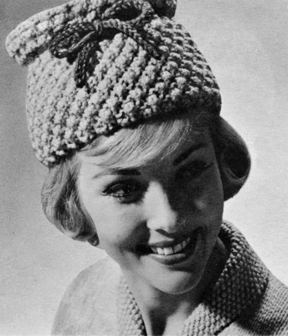 Popcorn and Looped Style Vintage 60s Hat Pattern Vintage Knitting PDF  eBook