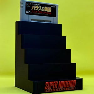 SNES Game Display Super Nintendo Famicom Game Storage display stand Holder organiser accessory for SNES fits 5 games Black and Red gamer