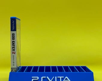 ソニー PS Vita ゲームホルダー ディスプレイスタンド PS Vita ゲームカートリッジ収納コレクションオーガナイザー ソニー PS Vita用 ブルー&ホワイト 12インチ対応