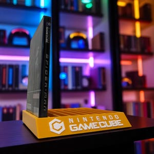 Nintendo GameCube Game Cube Game Holder Display Stand Orange and white for Gamecube hold 10 Games Game collection Display Stand for Gamecube