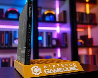 Nintendo GameCube Game Cube Game Holder Display Stand Orange and white for Gamecube hold 10 Games Game collection Display Stand for Gamecube