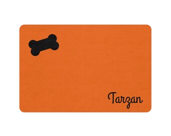 Producto personalizado - Tapete personalizado para comida para mascotas - Grand Font, color naranja