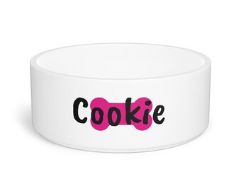 Custom Product- Personalized Pet Food or Water Bowl- Brush Font, Pink Color