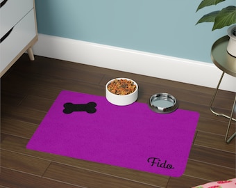 Producto personalizado - Tapete personalizado para comida para mascotas - Grand Font, color morado