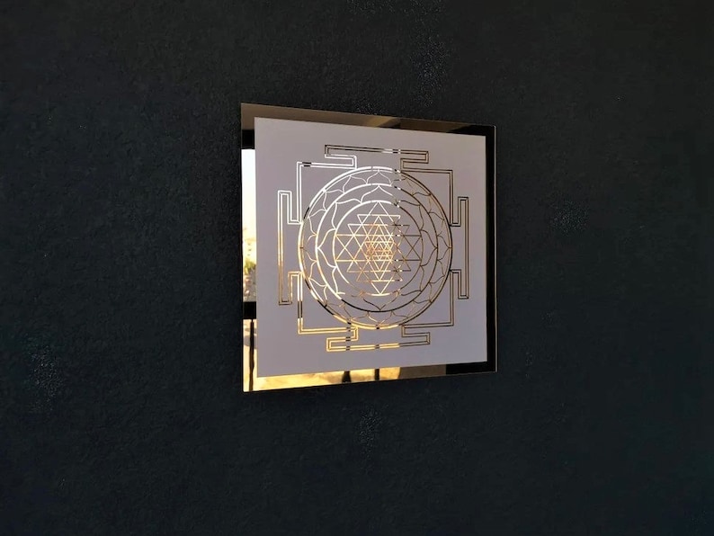 Sri Yantra Wall Art, Sacred Geometry Wall Decor, Golden Sacred ...