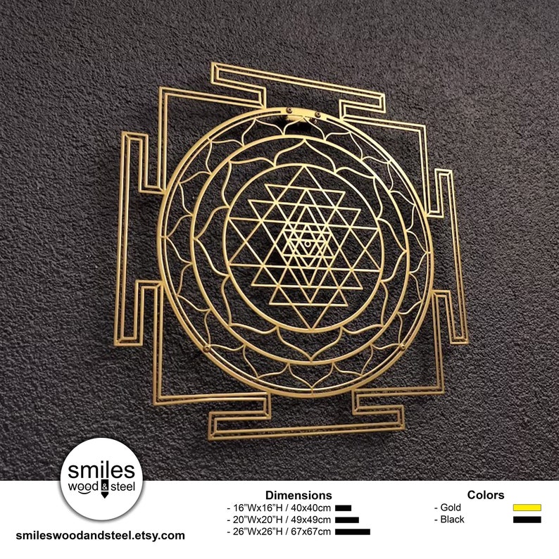 Sri Yantra Sacred Geometry Metal Wall Decor, Sacred Geometry Metal Wall ...