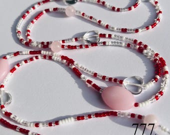 Handcrafted Waist Beads with Genuine Rose Quartz