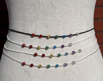 Chakra Waist Beads: Gemstone Belly Chain - Tie On