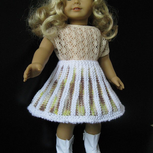 BELLE Short Row SKIRT Knitting Pattern for 18 inch American Girl AG doll (046)