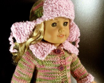 Duck Dynasty A LaRusse Jacket & Hat Knitting pattern for American Girl AG 18 inch doll (054)