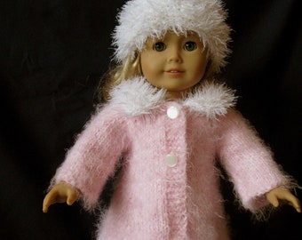 MAD MEN classic A-line coat and hat Knitting pattern for American Girl AG 18 inch doll (041)