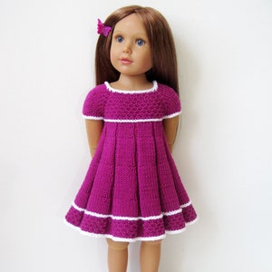 PLEATED SUMMER DRESS too slim 18 inch doll KnC & Gotz Knitting pattern (# 042 too / slim)