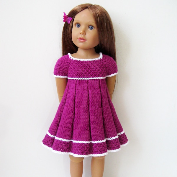 PLEATED SUMMER DRESS too slim 18 inch doll KnC & Gotz Knitting pattern (# 042 too / slim)