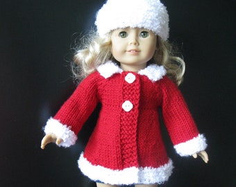 MAD MEN classic A-line coat and hat Knitting pattern for American Girl AG 18 inch doll (041)