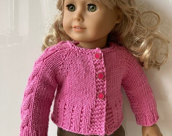 Cabled Sleeve Cardi knitting pattern for 18" AG doll American girl doll (064)