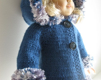 Hooded Jacket Knitting pattern for American Girl AG 18 inch doll  (052)