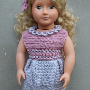 Box Pleat 18 inch doll dress crochet pattern