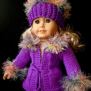 beginner level KNITTING Pattern for American Girl 18 inch Doll with Video Purple Rain (21)