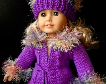 beginner level KNITTING Pattern for American Girl 18 inch Doll with Video Purple Rain (21)