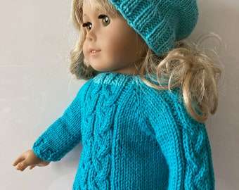 Cabled Sleeve Pullover Sweater Knitting Pattern for 18