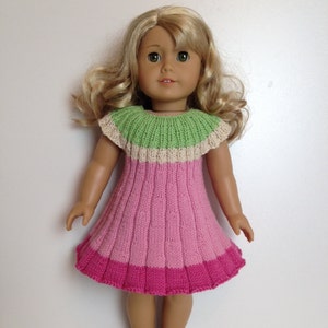 FLOWER dress Knitting Pattern 18 inch doll (059)