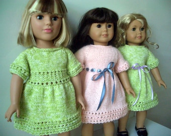 Lime Cooler doll dress Knitting pattern for 18 inch American Girl doll  (038)