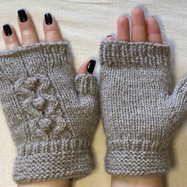 Bobble Cable Fingerless Mitts knitting pattern