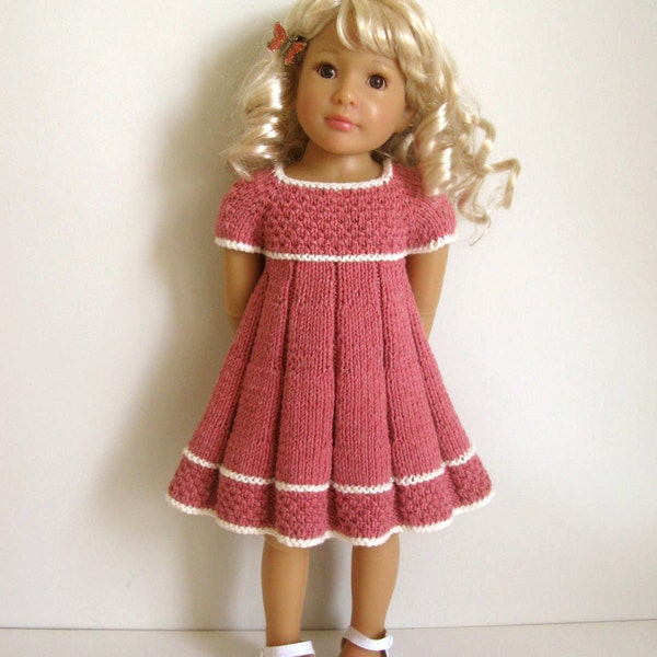 PLEATED SUMMER DRESS too slim 18 inch doll Kidz n Cats  Knitting pattern (# 042 too / slim)