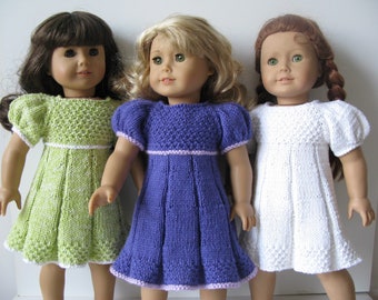 PLEATED SUMMER DRESS Knitting pattern for 18 inch American Girl doll  (042)