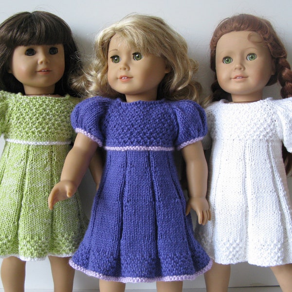 PLEATED SUMMER DRESS Knitting pattern for 18 inch American Girl doll  (042)