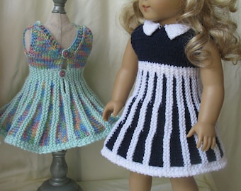 Sandy Dress Knitting Pattern for 18 inch American Girl AG doll (049)
