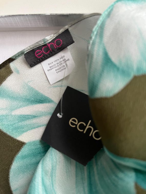 Vintage ECHO Silk Scarf long Rectangular Floral N… - image 3