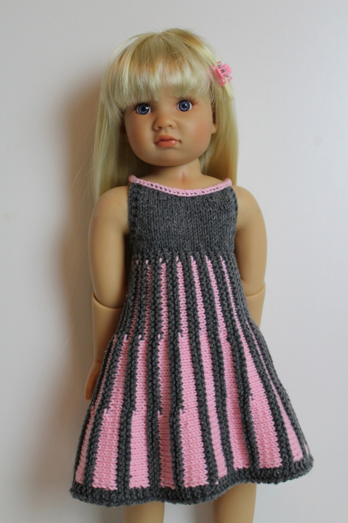Strappy Summer Dress Knitting Pattern Fits 18 Inch Doll Slim to Full Body 2 Sizes in One Pattern